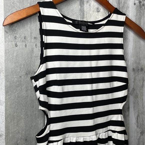 ellison black and white striped midi dress with cutouts at waistline. Size Med - Picture 2 of 10